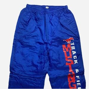 Mustang Running Pants Mens Small Blue Track Windbreaker Jogger